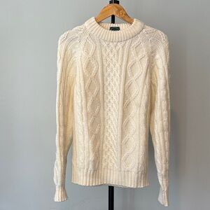 Izod Vintage 1990’s Wool Blend Aran Fisherman Cable Knit Sweater Size Medium